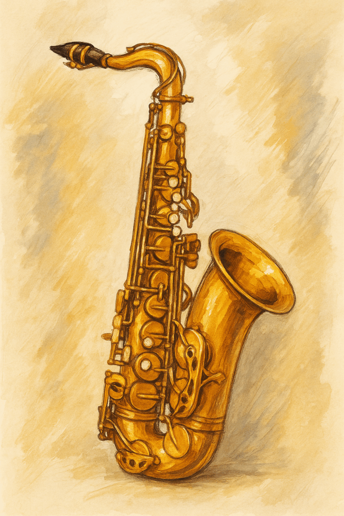 サックスのイラスト風写真
An illustration-style photo of a saxophone