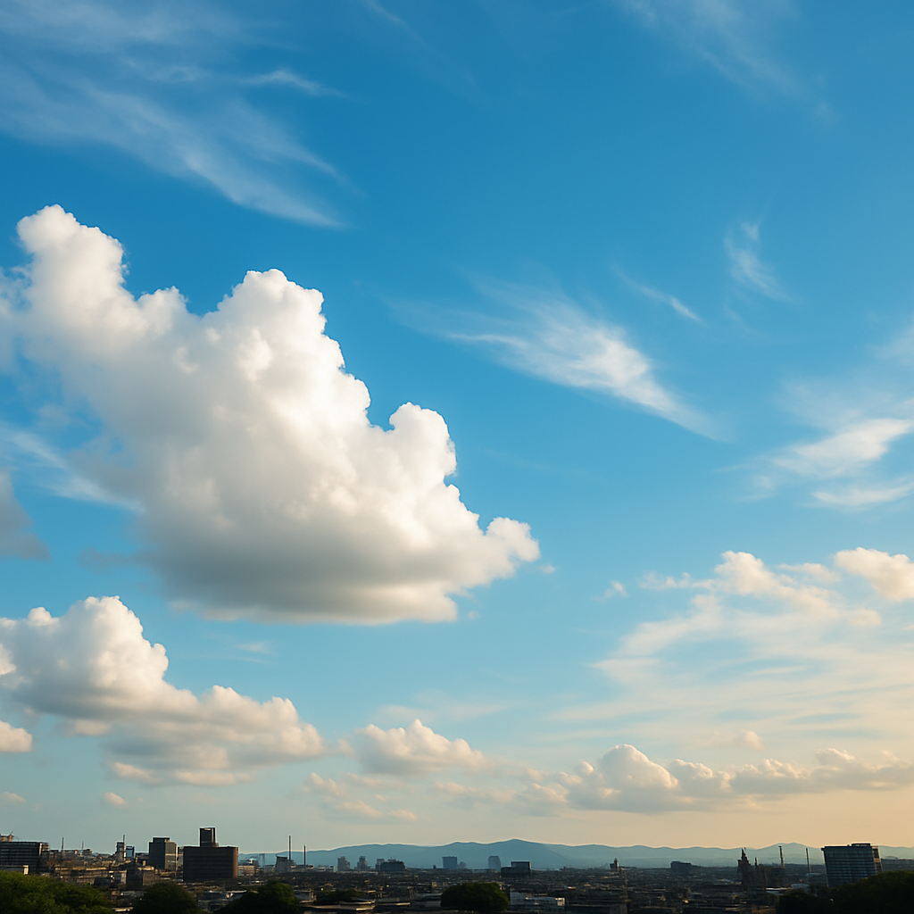 台風一過の青空と、秋の気配を感じさせる澄んだ空気。 Clear sky after a typhoon, carrying the scent of autumn in its crisp air.